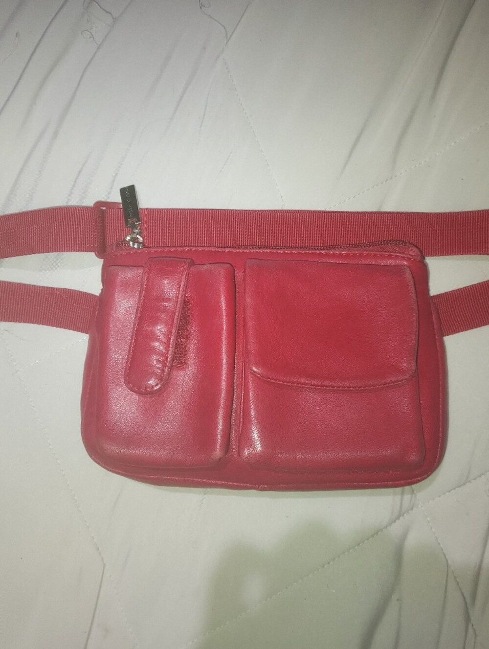 Wilsons Leather Red Leather Crossbody Belt Pouch